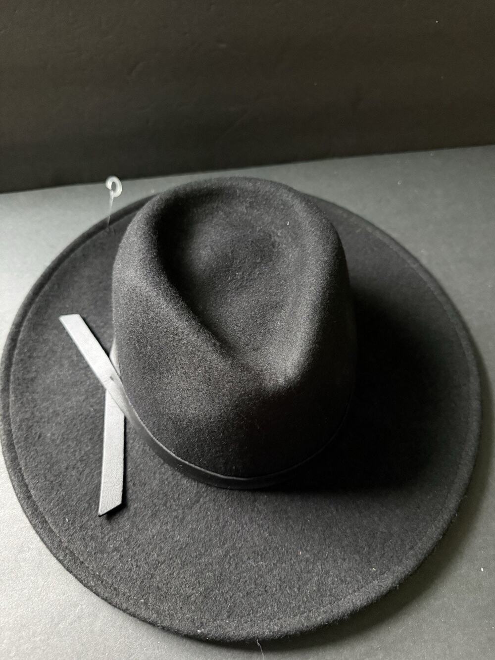 Universal Thread Black Wool Wide Brim Fedora Hat Size One Size Boho Festival